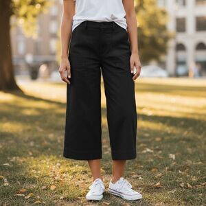 Kut From The Kloth Black Linen Blend Wide-Leg Cropped Pants – Size 12